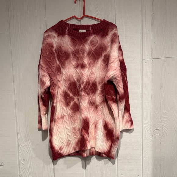 POL Burgundy and Pink Cable Knit Sweater - Picture 1 of 6